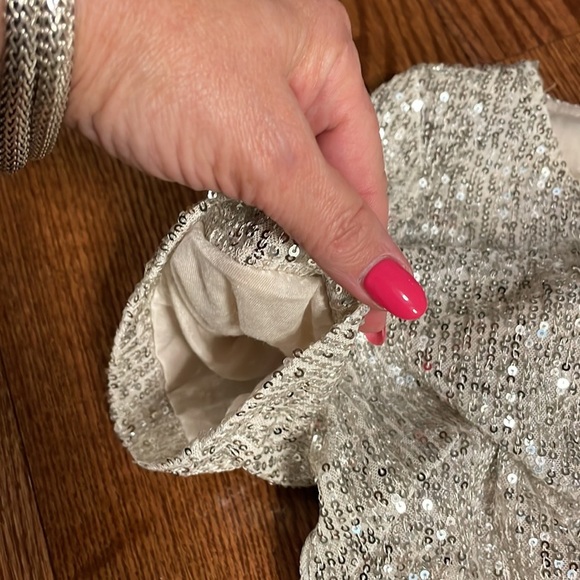 7 for All Mankind women’s FULL silver sequins T shirt mini dress formal slip on - Picture 13 of 13